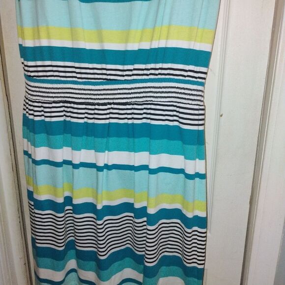 LOFT Blue and Green Sleeveless Sundress - Picture 5 of 11
